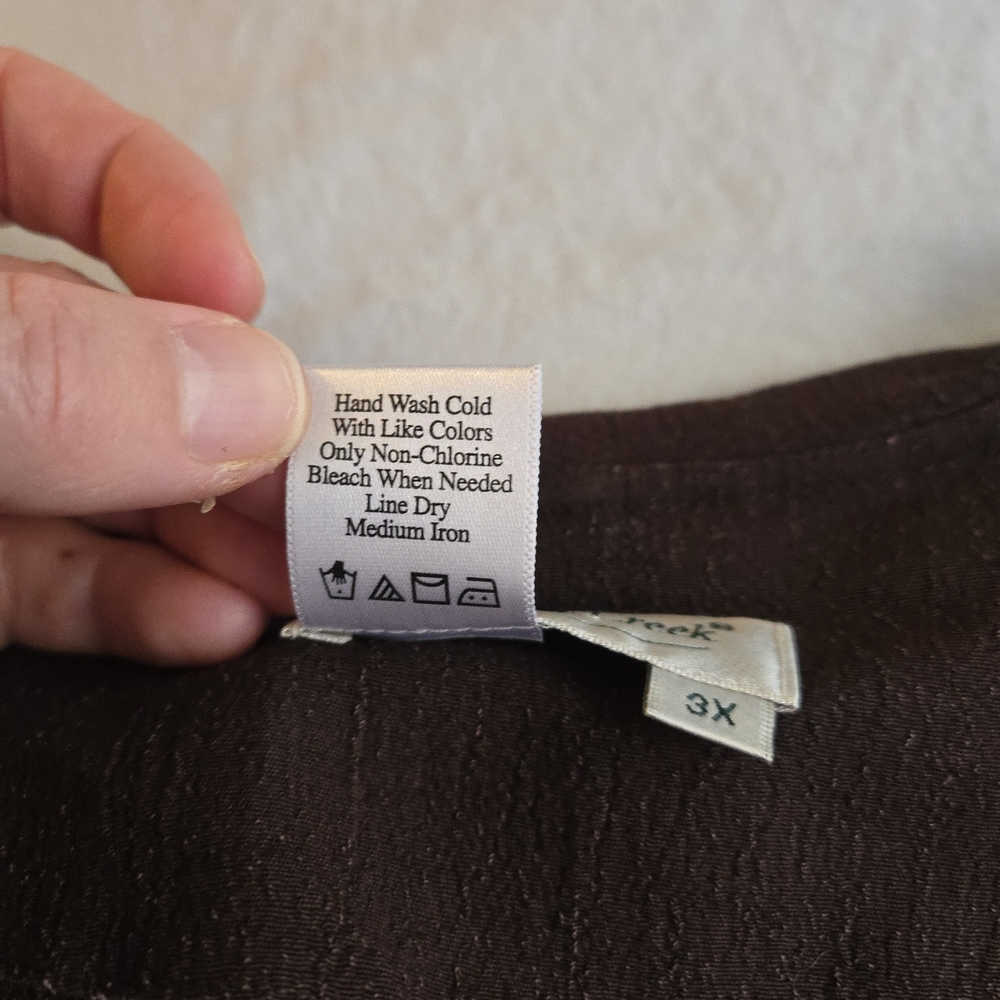 Coldwater Creek Walnut Brown Embroidered Peplum Button Up Blouse - Picture 3 of 13